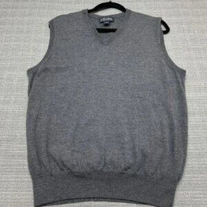 Brooks Brothers Sweater Vest Mens Large Grey Pullover Golf‎ V Neck Classic